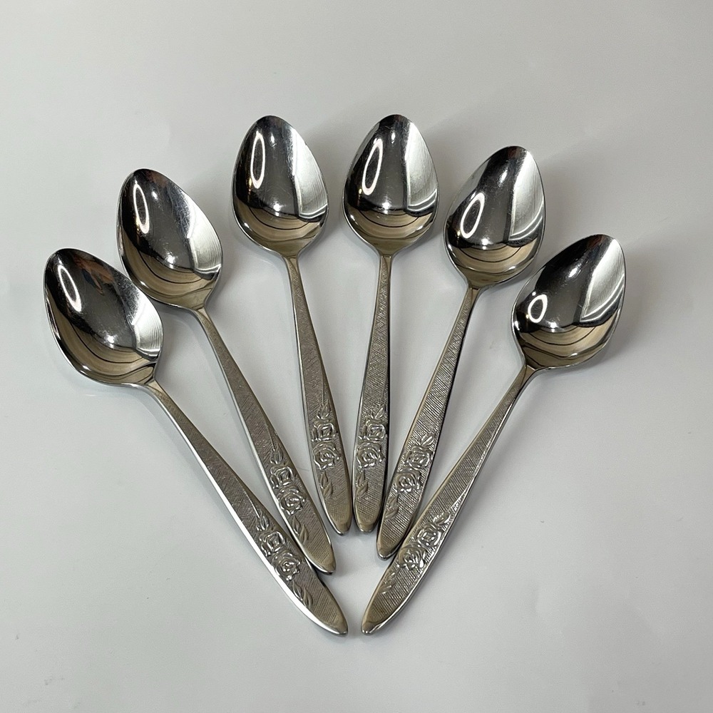 Vintage Ekco Eterna Carolyn Stainless Flatware Teaspoons Lot Of‎ 6 Japan MCM